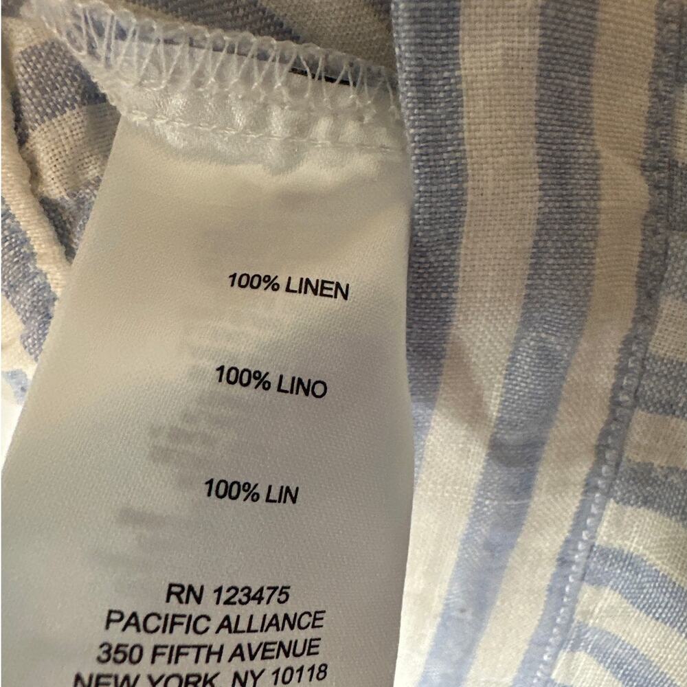 Ellen Tracy Linen Wide Leg Cropped Capri Pants Stripes Size XL Nautical Beachy - Picture 12 of 13